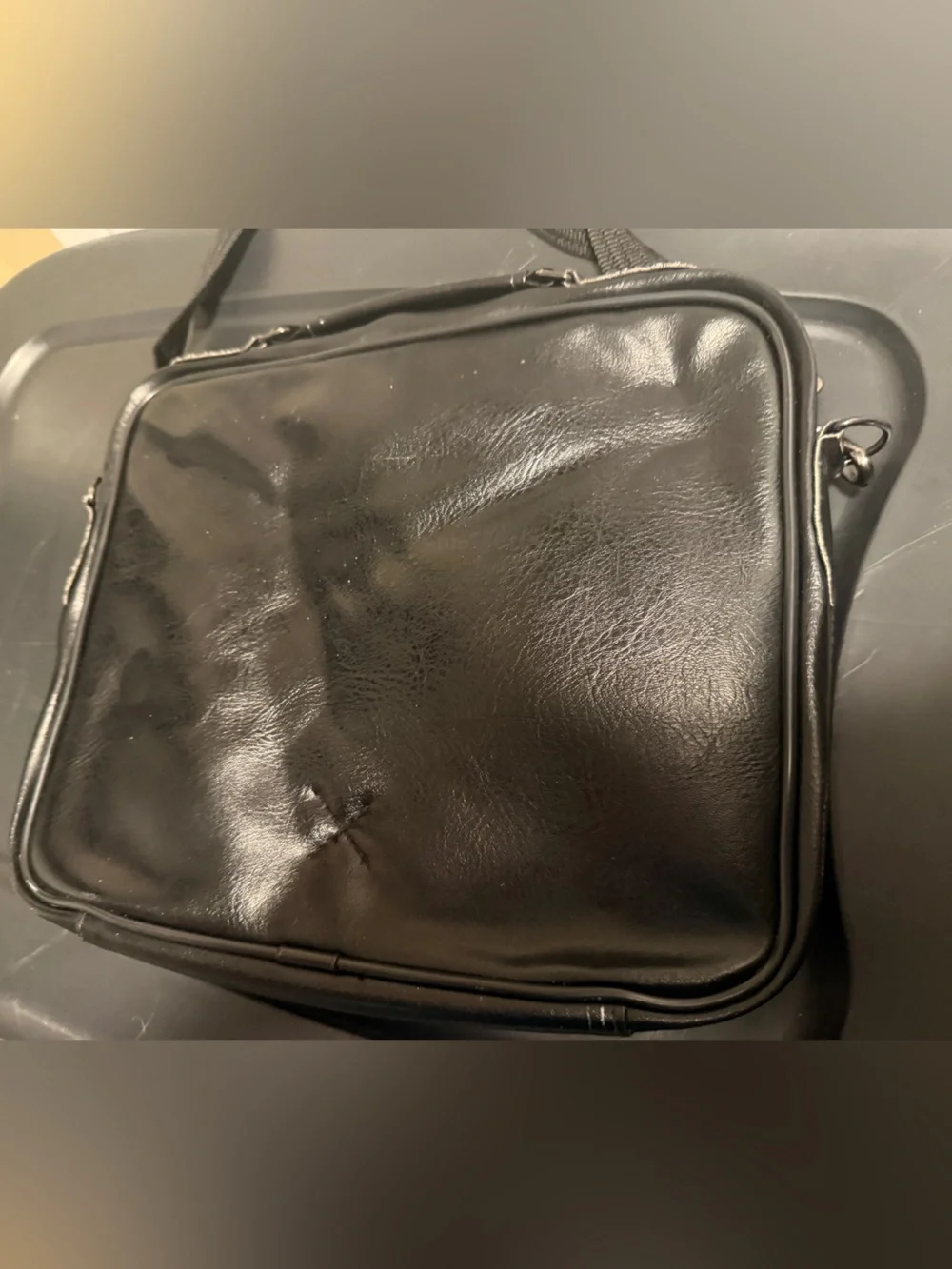 Men's Black Leather Crossbody Bag
